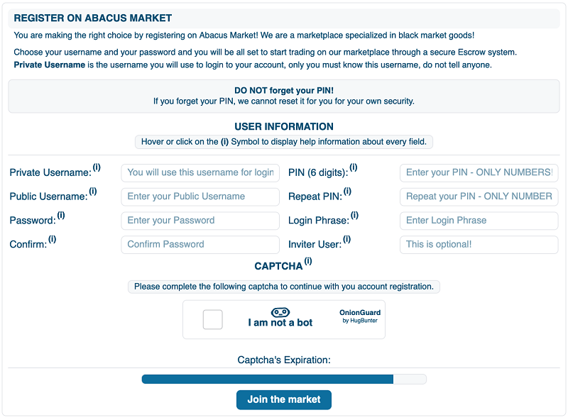 Tor setup for Abacus Market Link